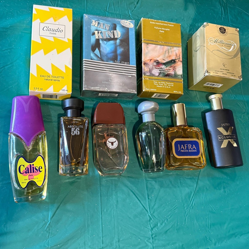 collection of 10 various men's women's fragrances boxed and unboxed cologne
